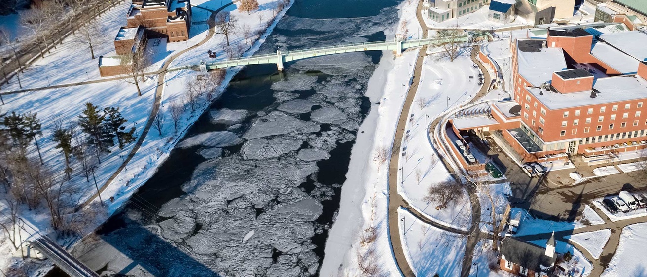Image of Iowa River and IMU during winter